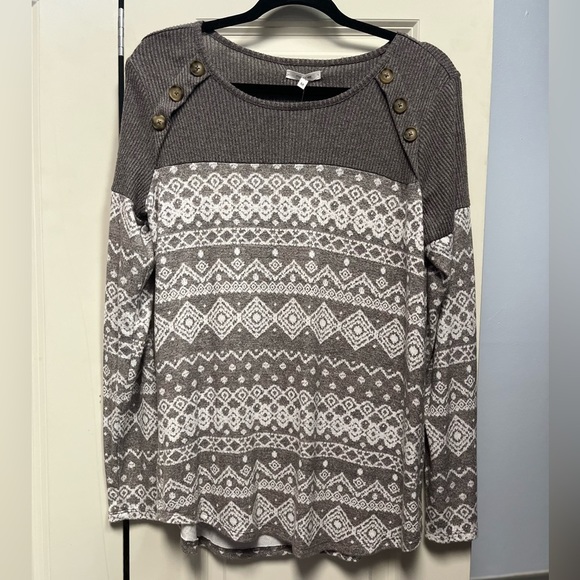 Maurices Sweaters - A1123-17 MAURICES patterned sweater, grey, medium